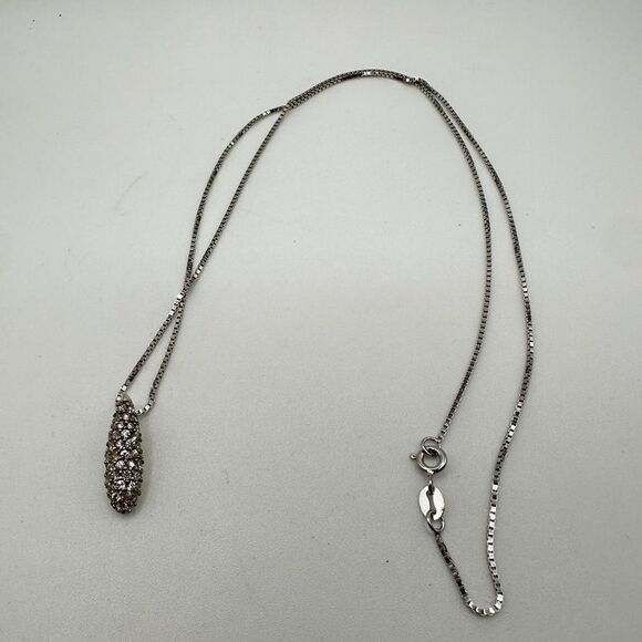 SALE! Dainty CZ drop shaped sterling silver pendant on a 20" box chain necklace! - Picture 15 of 16